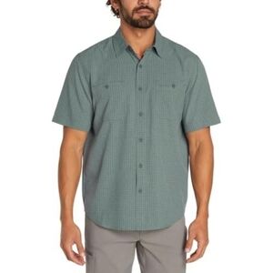 NWT Orvis Olive Grey Plaid Short Sleeve Tech Shirt Xl